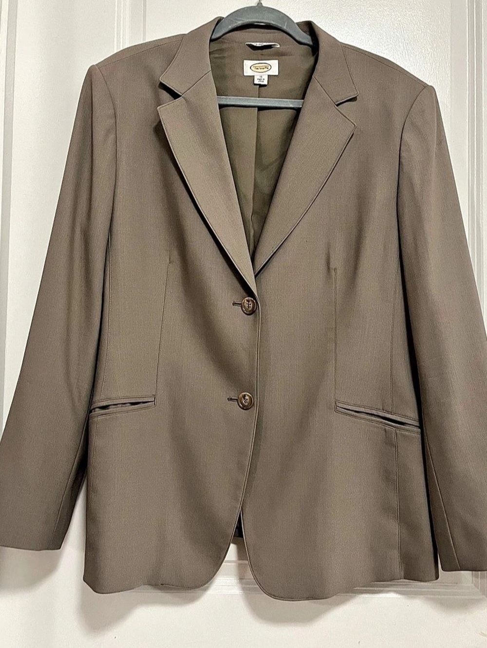 Talbots Italian Wool Blazer Jacket Size 18 Taupe Gray